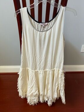 Blu Pepper Cream Sleeveless Ruffle Hem Midi Dress